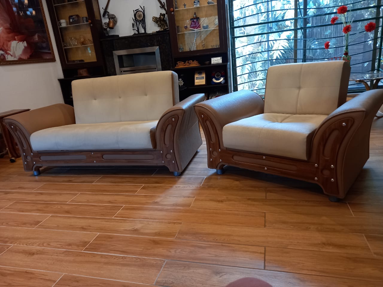 Sofa cum beds and matching single seaters